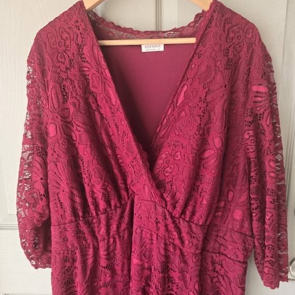 Kiyonna Women's Plus Pinot Noir Mademoiselle Lace Cocktail Dress Size 4X Red - Picture 5 of 15
